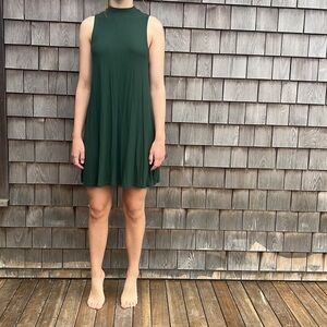 TopShop Dark Green High Neck Swing Dress Sz 6 Womens Casual Pullover Sleeveless